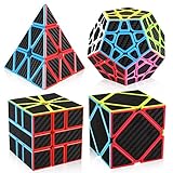 D-FantiX Zcube Carbon Fiber Speed Cube Set, 3x3 Pyramid Megaminx 3x3x3 Skewb Square-1 Speed Cube Bundle Pack Puzzle with Gift Box