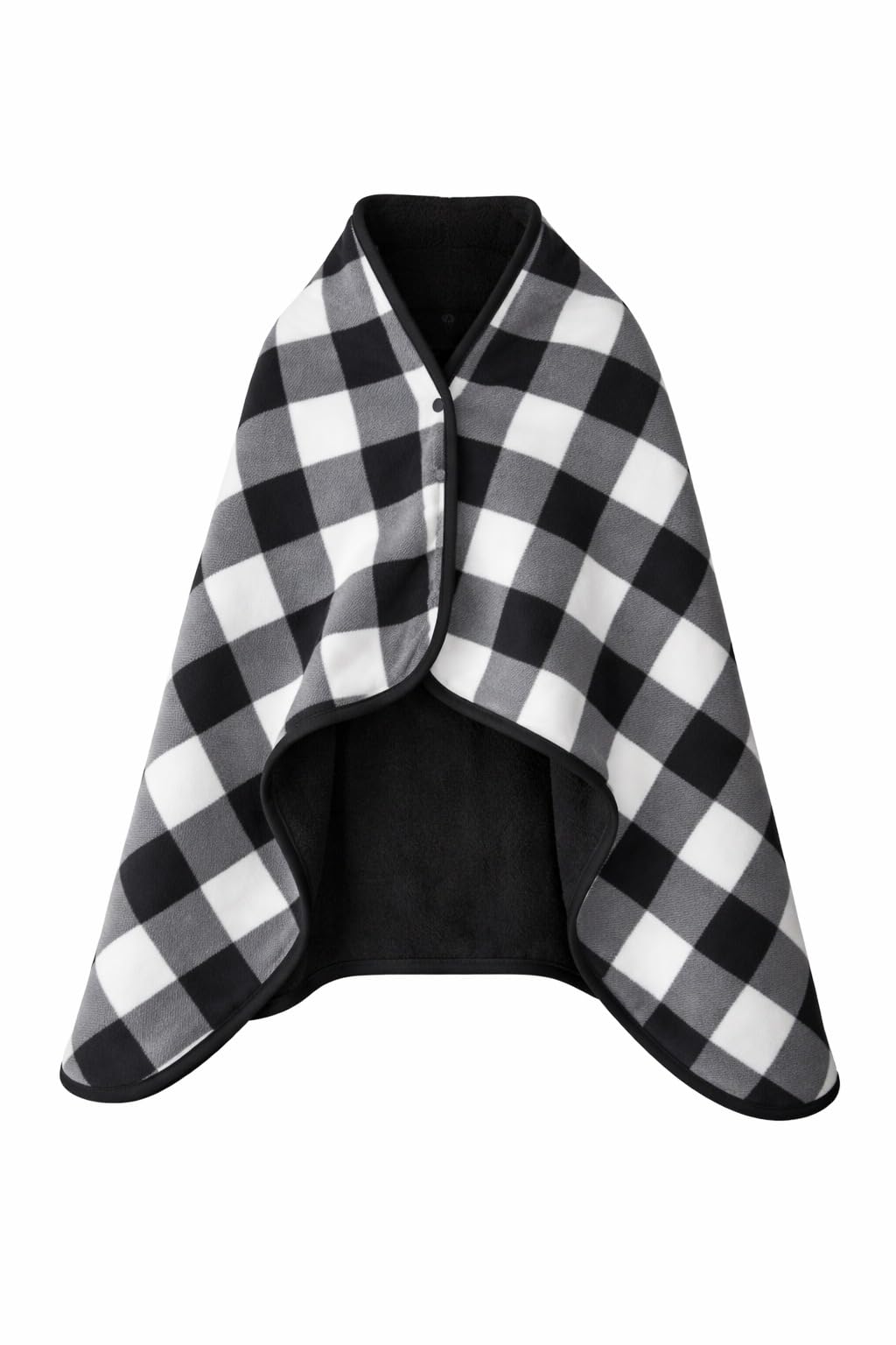 eBoutik - Womenβs Sherpa Fleece Wearable Blanket Poncho β Soft Warm Plaid Flannel Hooded Wrap, Cosy Oversized Shawl for Summer Home Lounging, Sofa, Travel & Gifts (Black & White Square)
