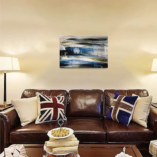 Miniatura 42 de Lienzo artístico para pared, pinturas de arte abstracto, fantasía azul, grafiti colorido sobre fondo blanco; decoración artística moderna para sala