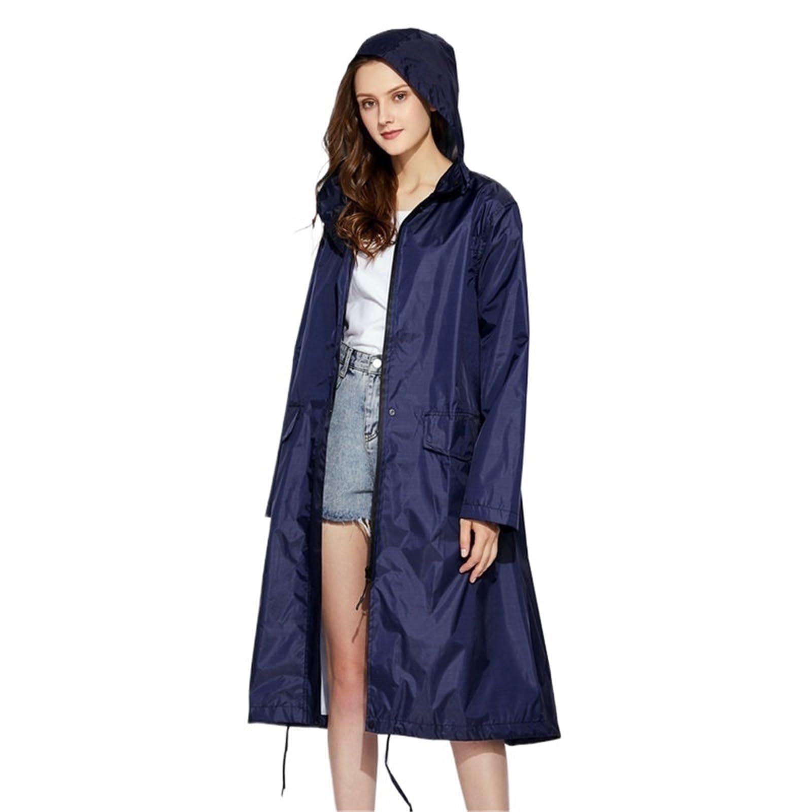 Poncho Pluie Poncho imperméable tendance en tissu léger et respirant résistant aux intempéries(Color-03,XL)