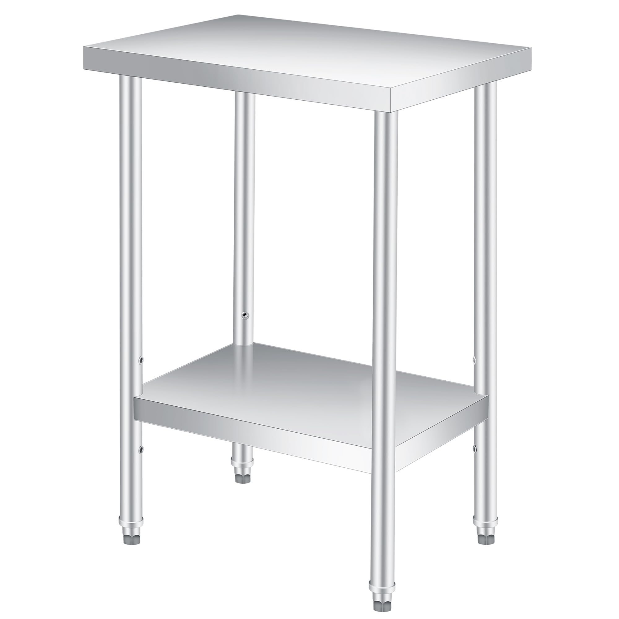 Garvee Mesa de preparación de Acero Inoxidable, 24 x 12 Pulgadas, con Estante Inferior Ajustable, Mesa Comercial Resistente con Estante Ajustable para Uso Exterior, restaurantes y hoteles