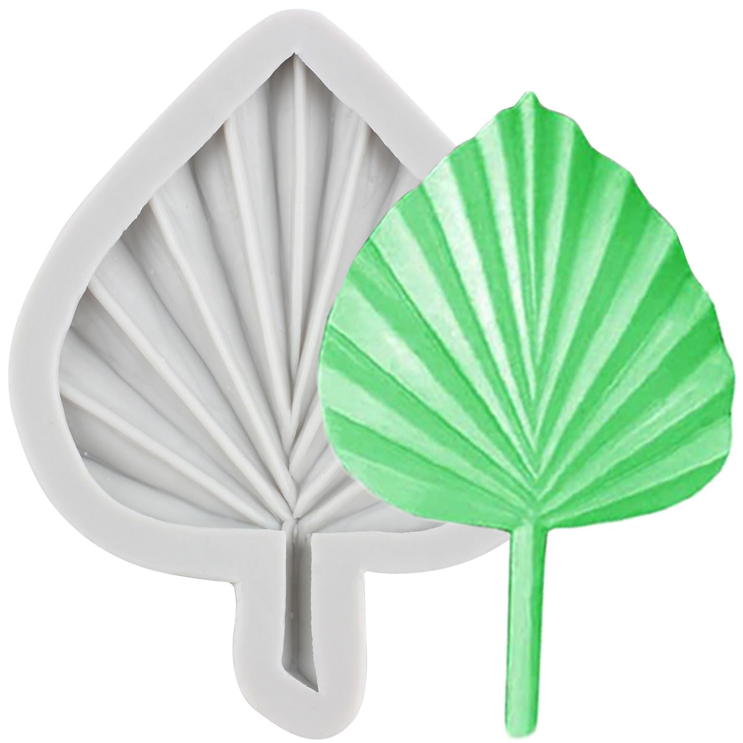 MINFEIDMS Stampo in silicone a forma di foglia di palma a ventaglio, stampo per fondente a ventaglio, foglia di palma, stile bohémien, per cioccolato, caramelle, torte, zucchero, cupcake, pasta di
