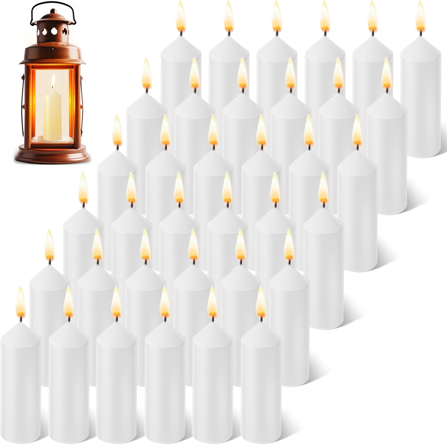 Threlaco 9 Hour Emergency Candles for Lantern (Lantern Not Included) 3.5 Inch White Candles Long Burning Survival Bougie Bulk for Outdoor Camping Power Outage Emergency Survival Preparedness