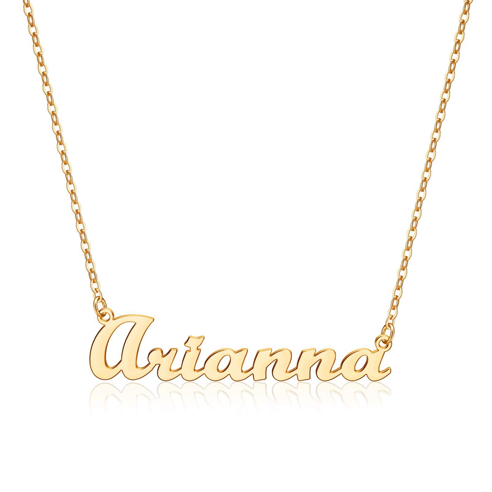 YesteelName Necklace for Women Girls, 14K Gold Plated Personalized Necklaces for Women Name Jewelry, Gold Nameplate Necklaces for Teen Girls Gifts