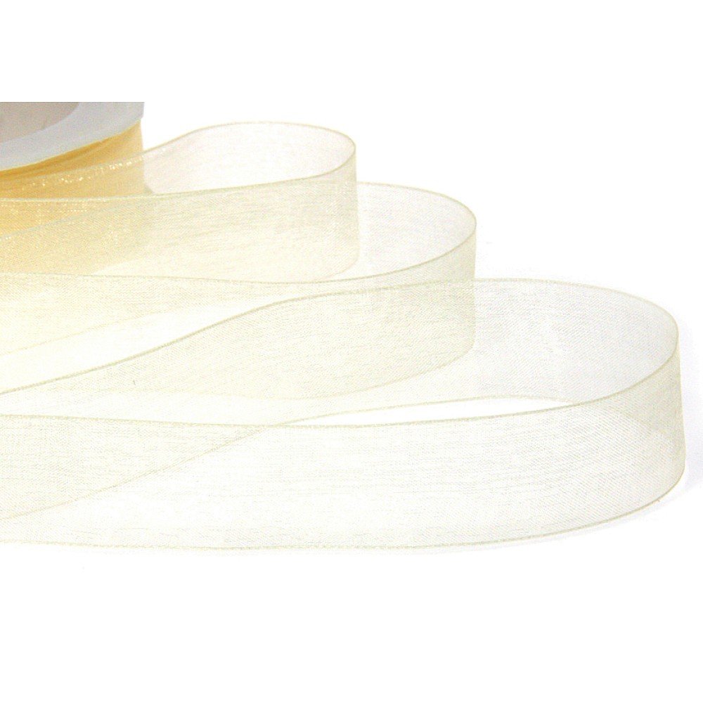 Italian Options Organza Chiffon Ribbon, Sheer Organza Ribbons for Gift Wrapping, Presents, Crafting, Wedding, Flower Bouquets, Birthday, Decorations, Décor, 25mm x 20 Metres, Cream