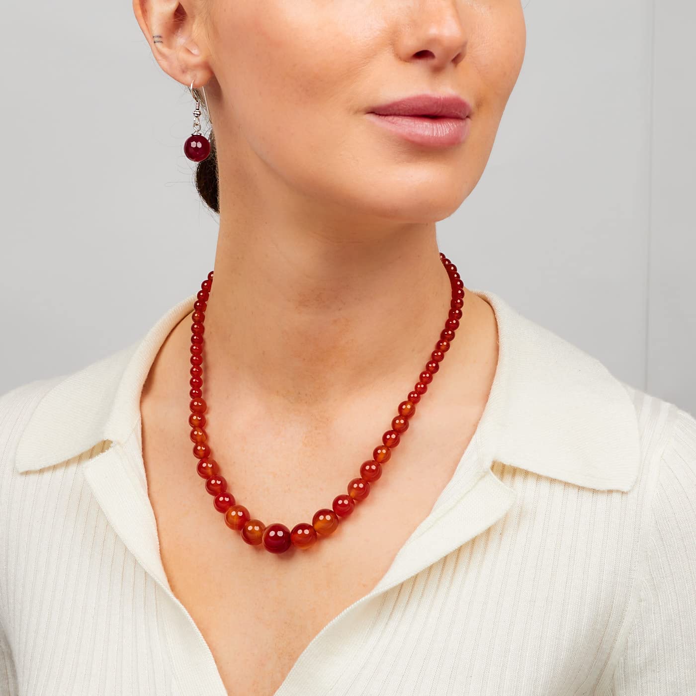 Treasure Bay Collana fatta a mano con pietre preziose di agata naturale da 6-14 mm per donne e ragazze