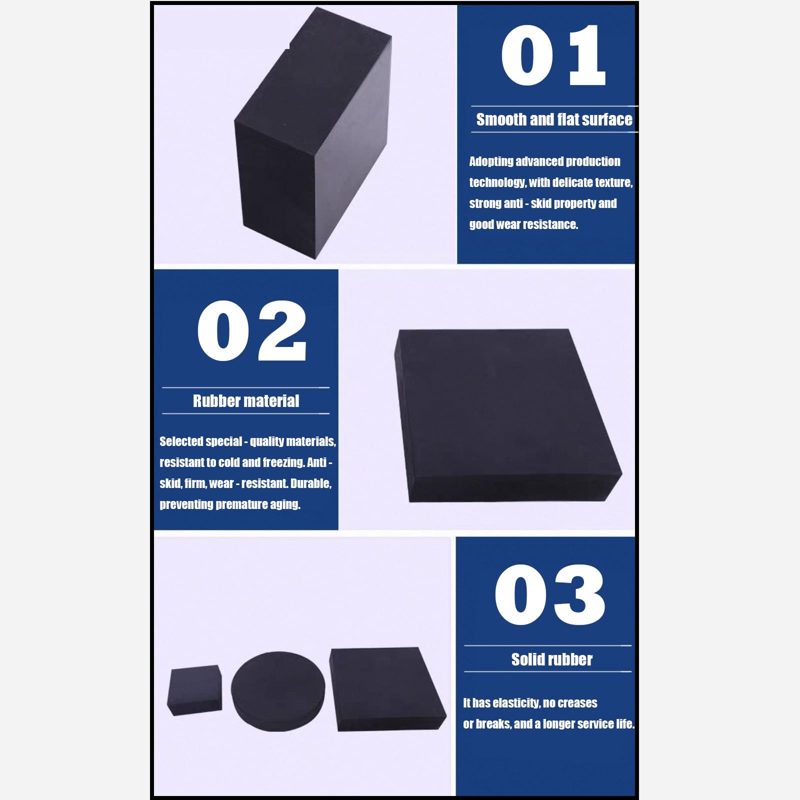 Tappetino antivibrante, 2 pezzi di cuscinetti in gomma 200 mm x 300 mm, spessore 2 mm-100 mm, blocchi in gomma antiscivolo resistenti for mobili, macchine, banchi da lavoro(100mm)