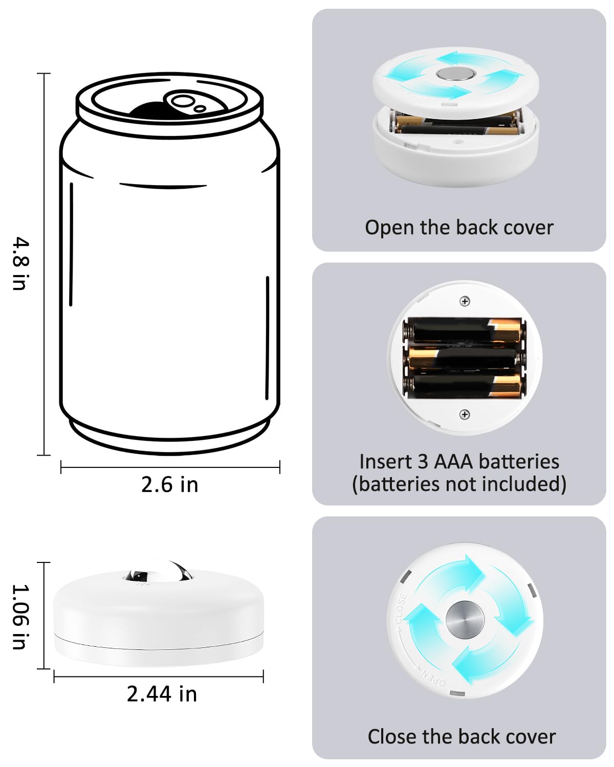 Yiliaw Picture Lights with Remote, Magnetic AAA Battery Operated Light, Under Cabinet Lighting, Tap Lights with Dimmer & Timmer for Kitchen, Closet, Shelf - 3 Pack, White
