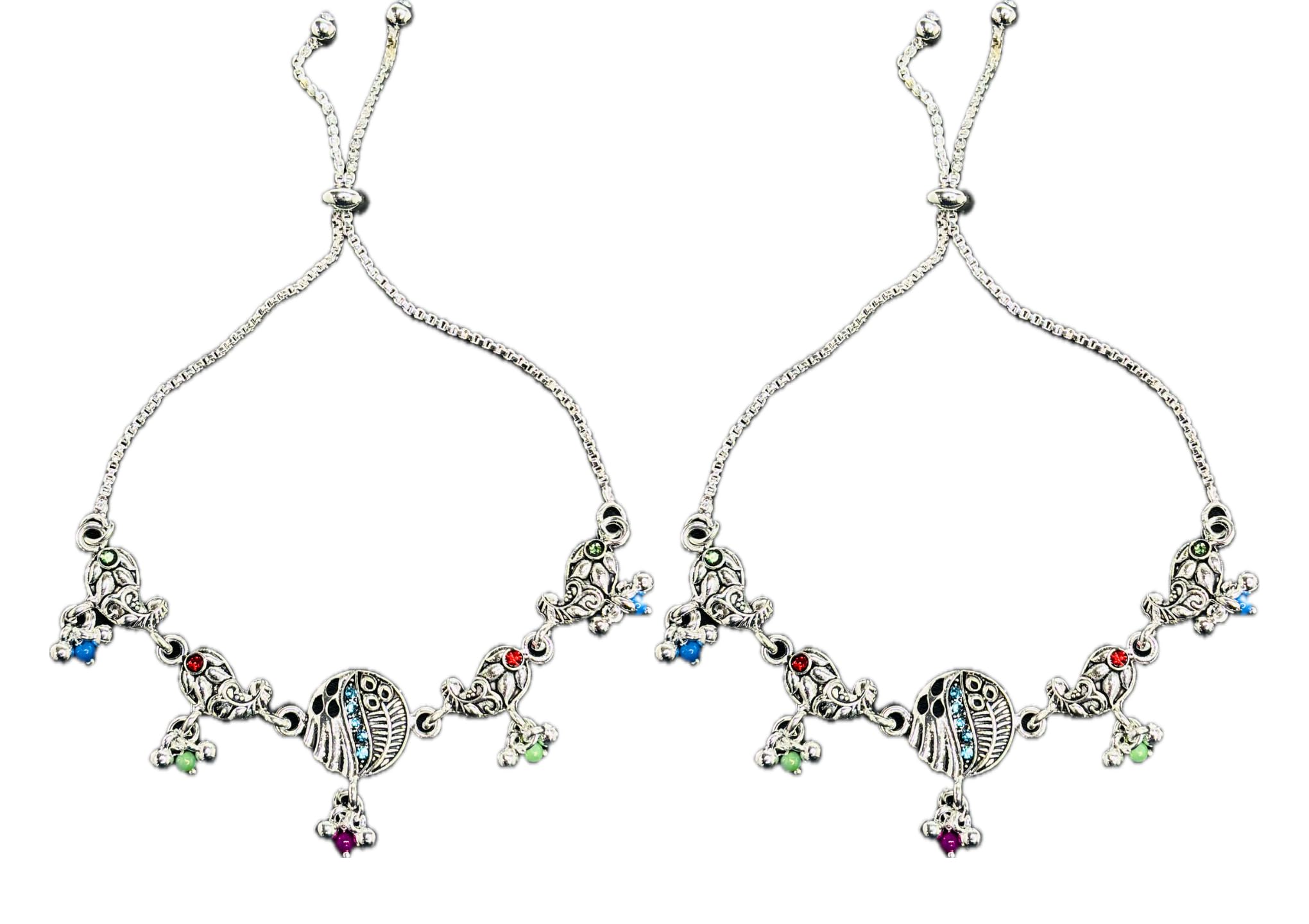 Fancy Oxidised Silver Plated Stylish Adjustable Payal For Girls & Womens | Flexible Anklet Payal-picture-34