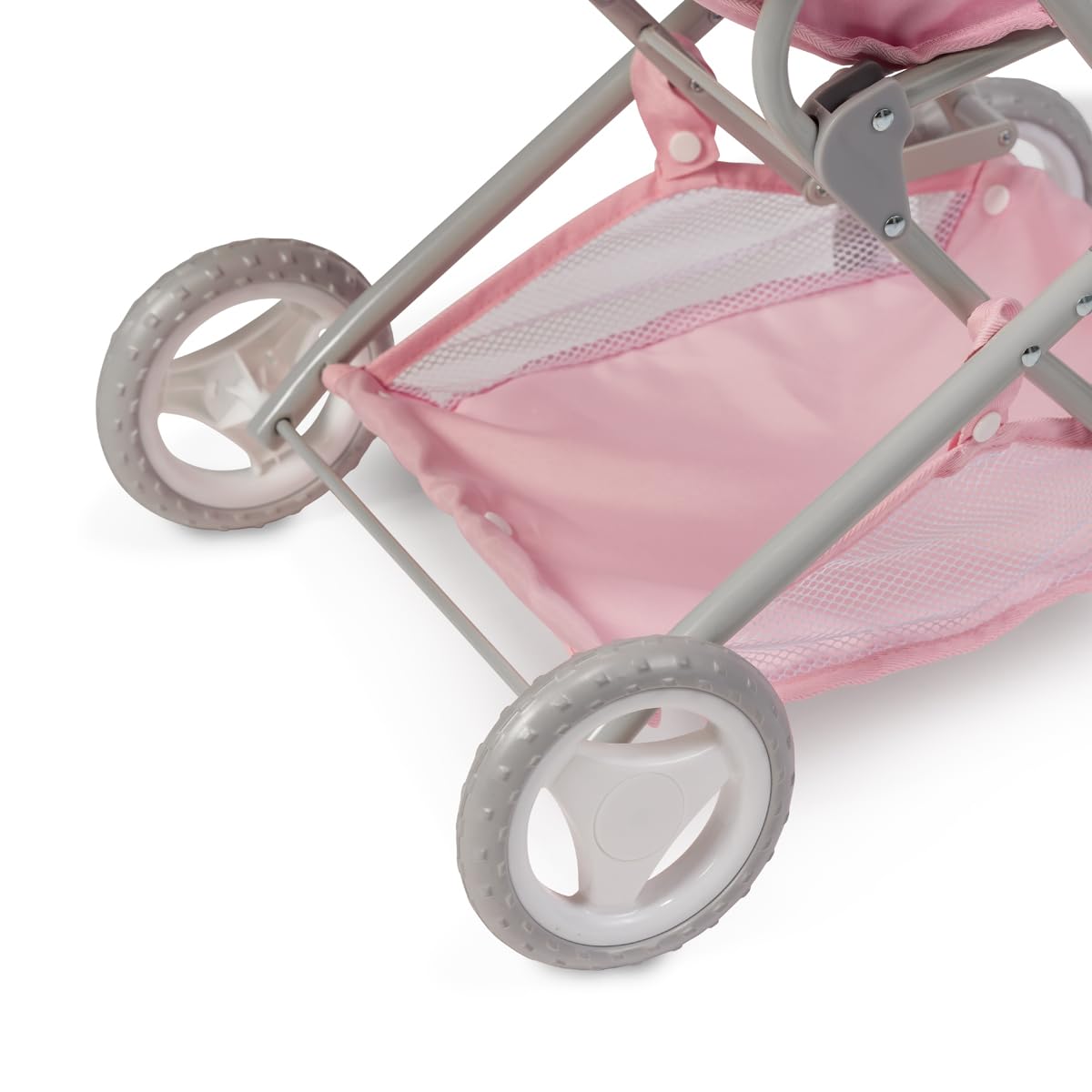 JC Toys - Passeggino pieghevole, per bambole fino a 45 cm, ideale per giocare e passeggiate, rosa con decorazione floreale, progettato da Berenguer, +3 anni