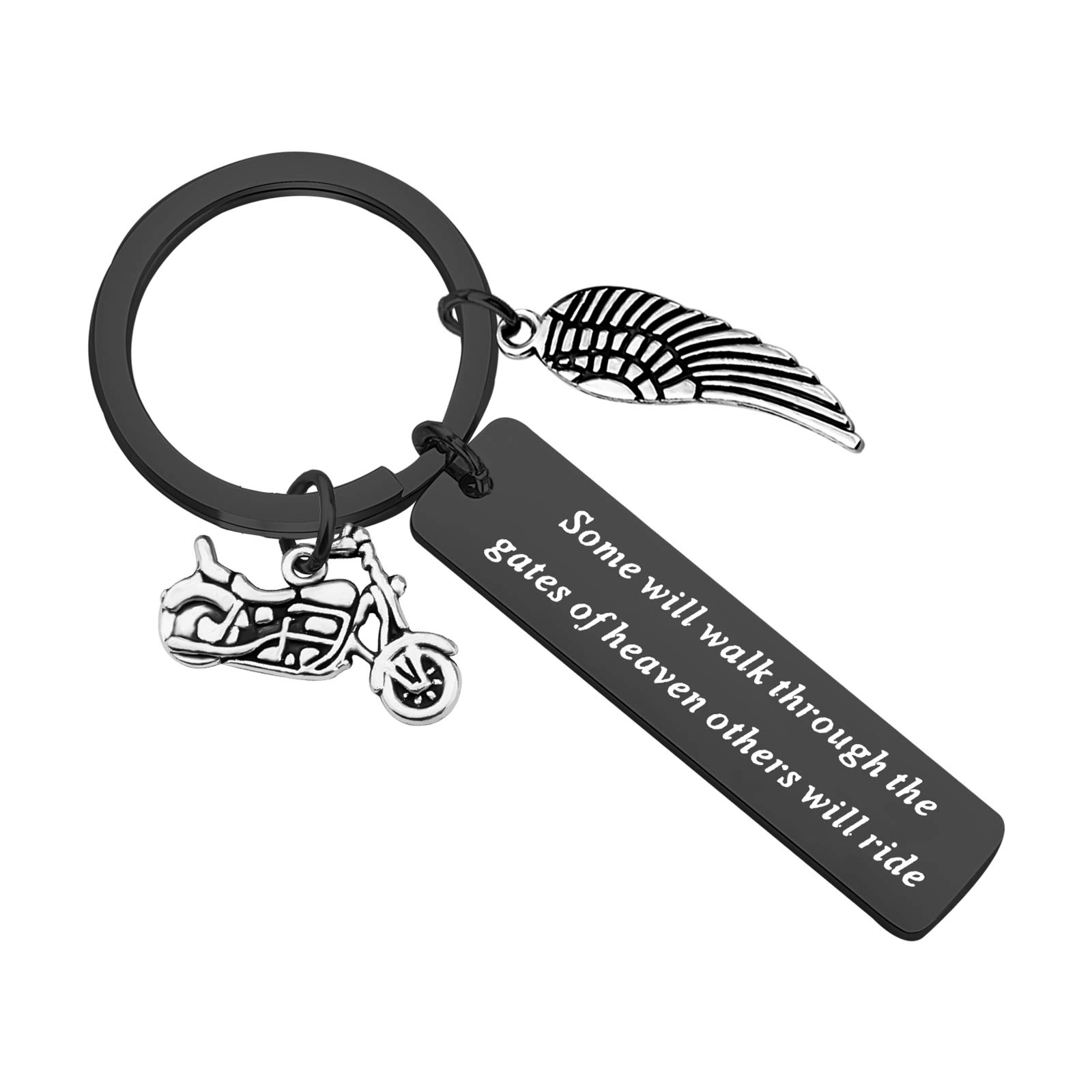 CENWA Motorcycle Memorial Jewelry Memorial for Brother Dad Husband Sympathy Gift Some Will Walk Through The Gate Keychain
