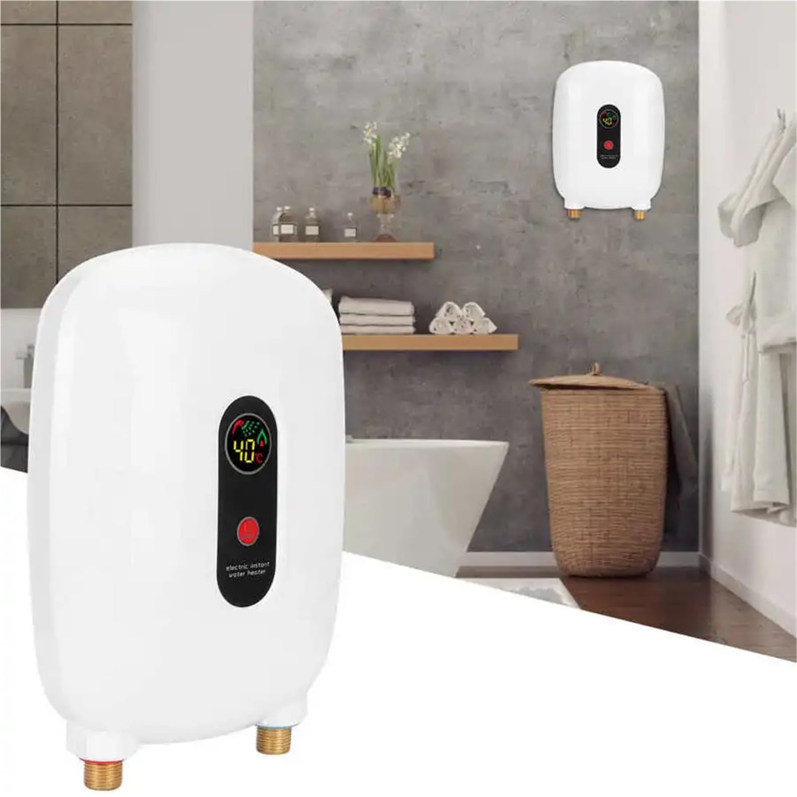 Scaldabagno istantaneo senza serbatoio for casa Bagno Cucina Riscaldamento rapido in 3 secondi Acqua della doccia riscaldata Quotidiano domestico(Noir)