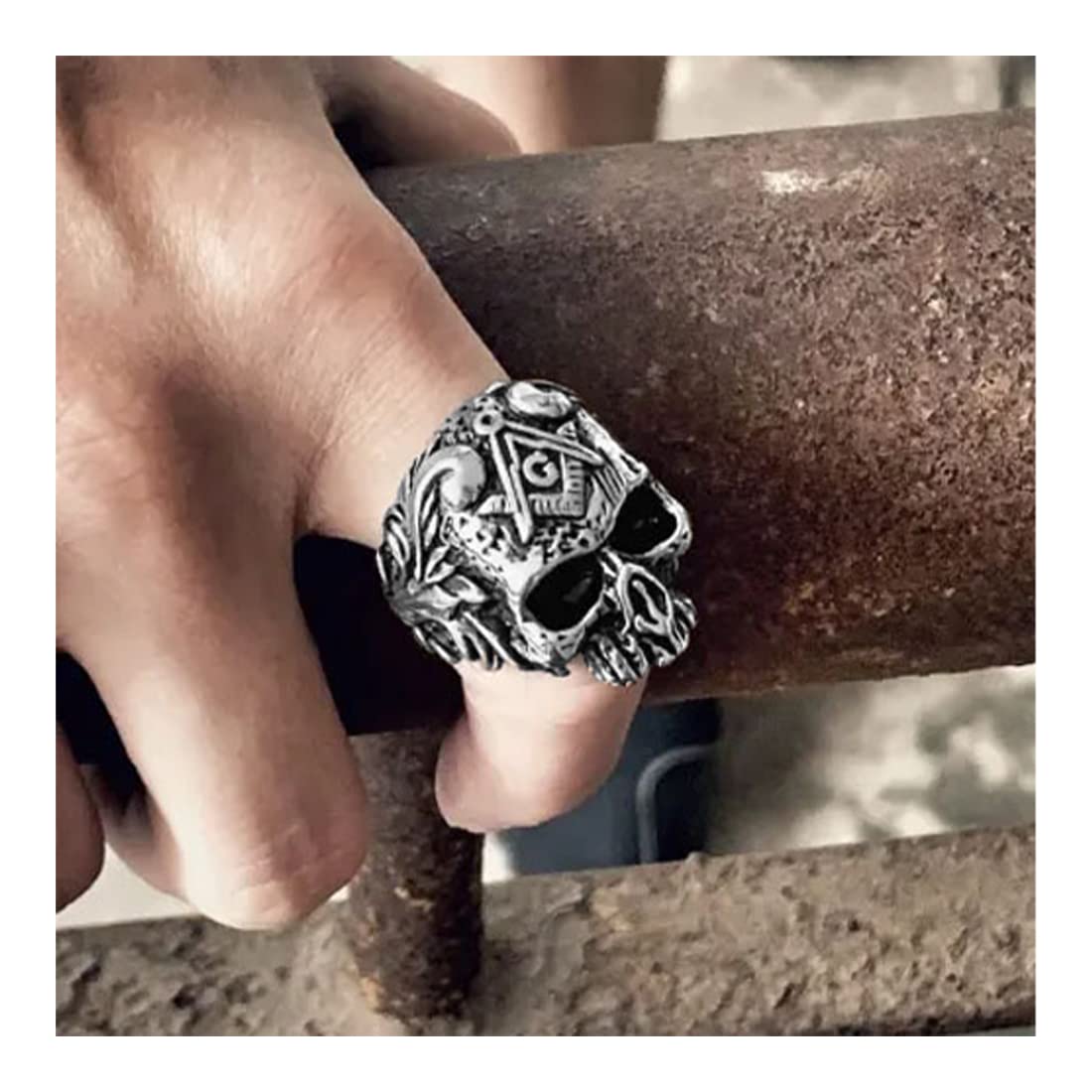 Stainless Steel Skull Band Ring for Boys