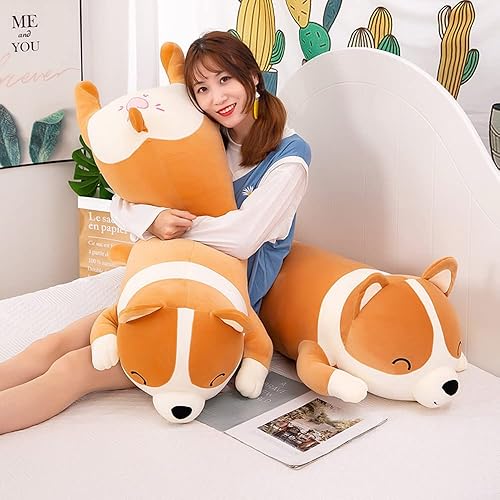 Miniatura 3 de Juguete largo de peluche Corgi para niños, lindo y suave peluche de muñeca Corgi para niños, regalo para niños y niñas (amarillo, 31.4 pulgadas)