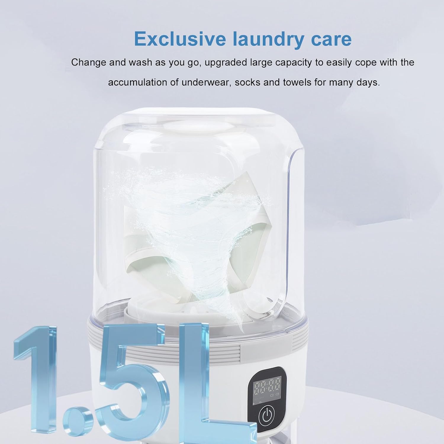 Focket Portable Washing Machine, Rechargeable Mini Washer Deeply Cleans Underwear Socks Baby Clothes, Lightweight for Apartment, Dorm, Hotel, Travel & Camping