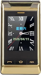Dpofirs Telefone flip para idosos, 2G Dual SIM desbloqueado, telefone celular flip sênior com tela dupla, botão grande, celular para idosos e crianças estudantes, bateria de 5900 mAh, presentes (dourado)