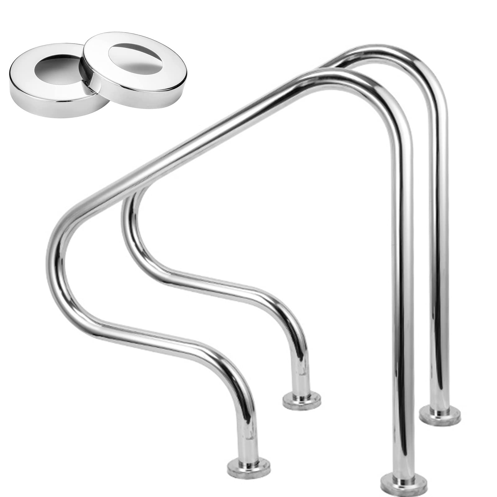 Pool Handrail Swimming Pools Handrail for Inground Entrances - Complete Kit ，Stainless Steel Pool Steps Hand Railing 31.5 in Height ， Hand Rails for Spa Water Park (Size : 2 - Pcs)