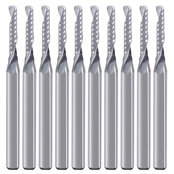 1/8 inch Shank,Single Flute O Flute Up Cut Spiral Router Bits End Mill Cutter, 5/64 inch Cutting Diameter, 1/2 inch Cutting Length,1-1/2" OVL for Acrylic PVC MDF Plastic