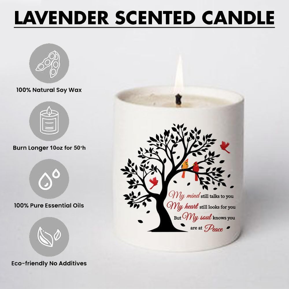 Sympathy Gifts for Loss of Loved One, Bereavement Gift Idea - My Mind Still Talks to You Lavender Scented Soy Wax Candle - Red Cardinal, Memorial, Grief, Think of You, Condolence Candle for Women - Image 6