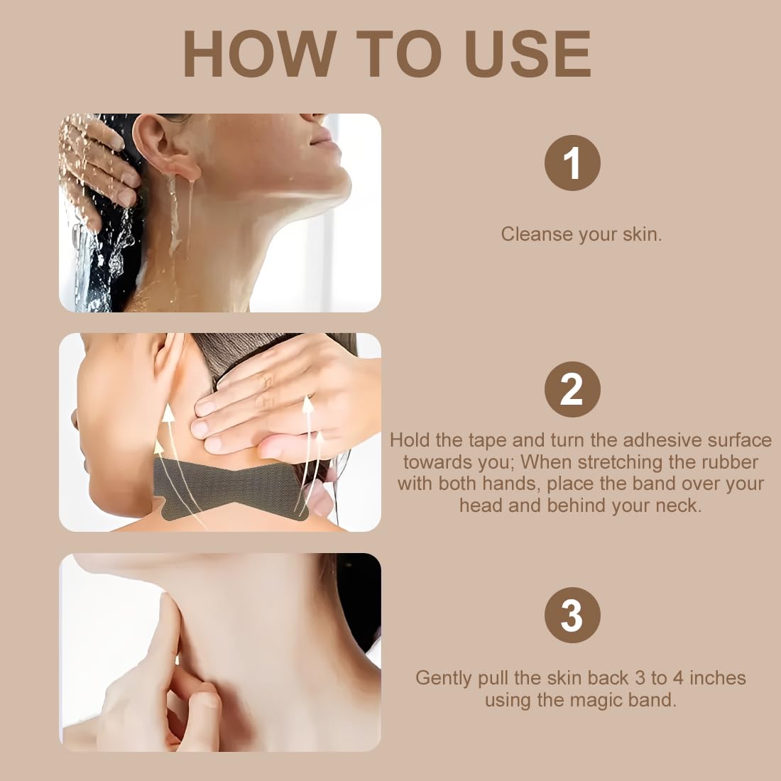 20pcs cerotti Lifting per Collo,Strisce per il lifting immediato del collo, Effetto Lifting e Rassodante Invisibile Leviga Pelle in Pochi Secondi per Donne Collo Viso Mento