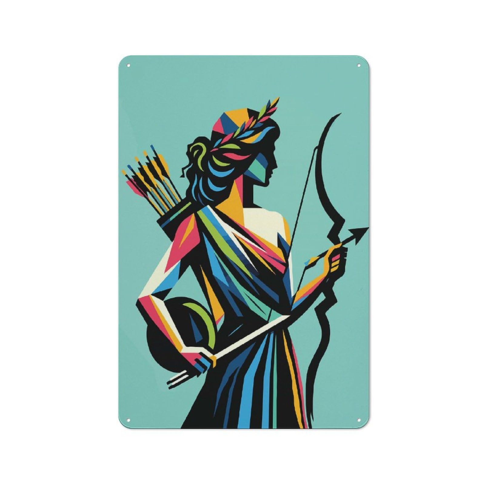 Junmoney Artemis Goddess Of Nature Tin Sign 30X20cm, Rustic Home Bar Decor For Cafe, Pub, Workshop Or Home Bar, For Casual British Interiors