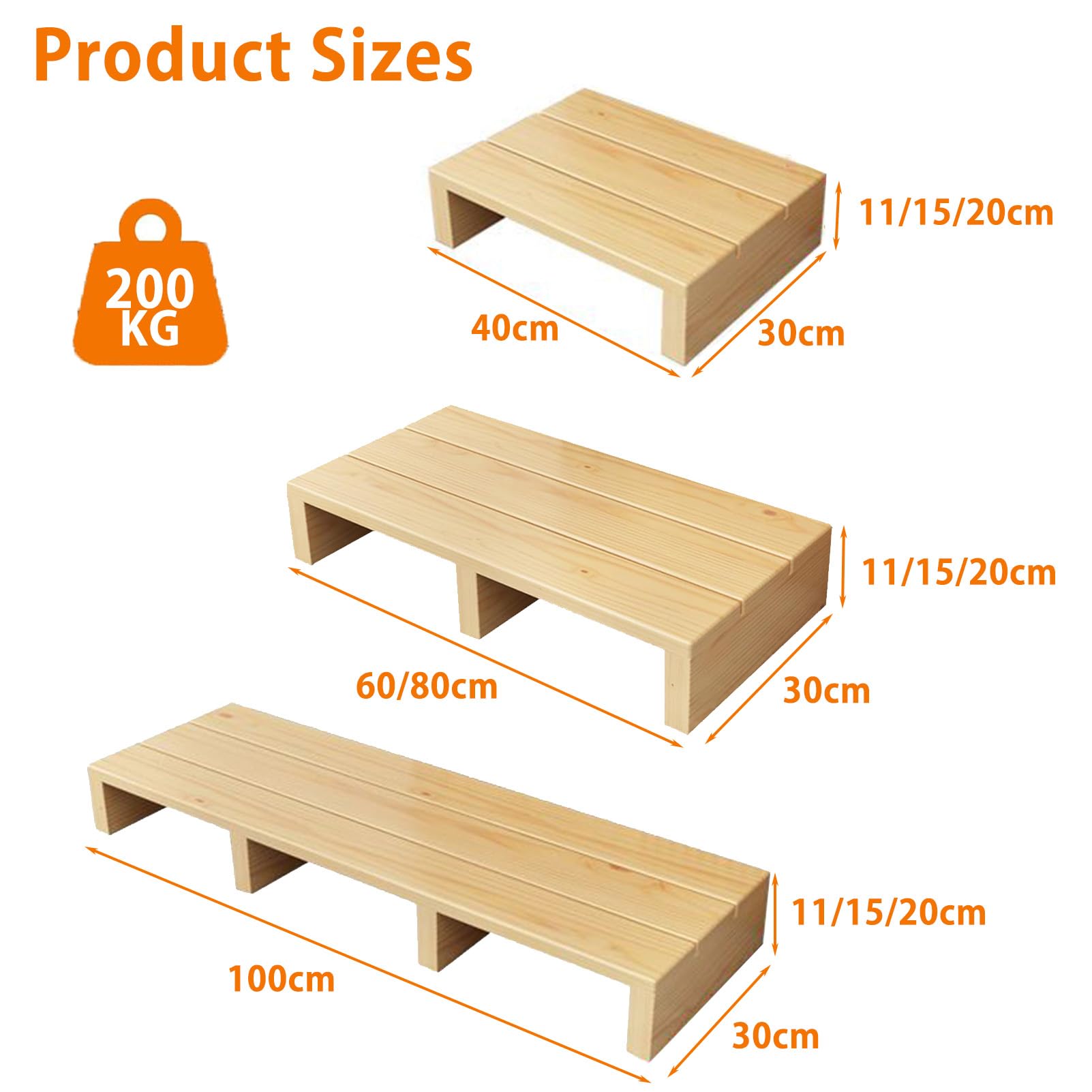 Sgabello in legno per adulti, Sgabello One Step per anziani, resistente poggiapiedi, gradini per letti alti, bagno, camera da letto, cucina, Sicuro e Stabile, Marrone, 100×30×15cm