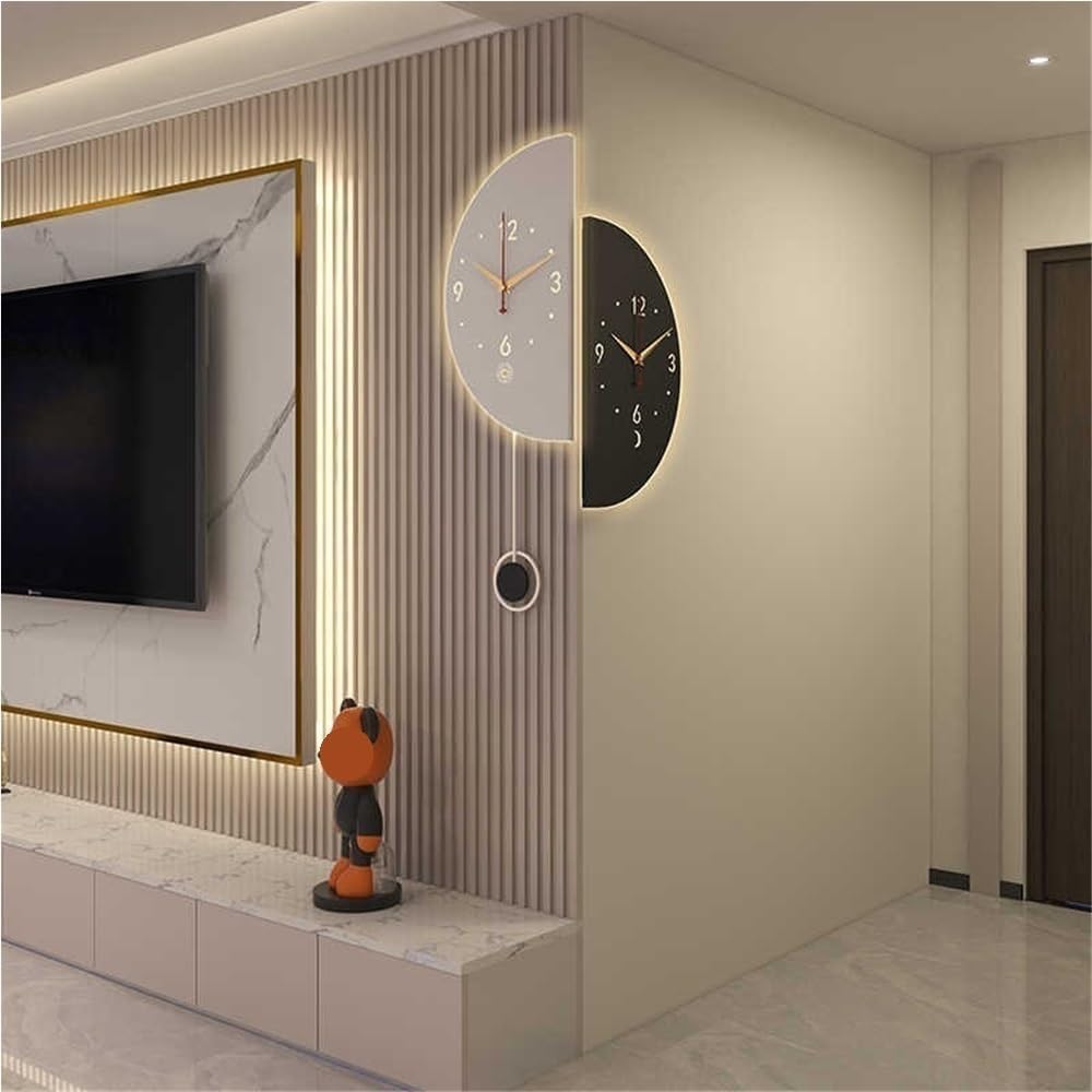 Orologio da Parete angolare con Luce, Orologio Luminoso bifacciale per Soggiorno, Camera da Letto e Ufficio. (7.3 * 14.2in)