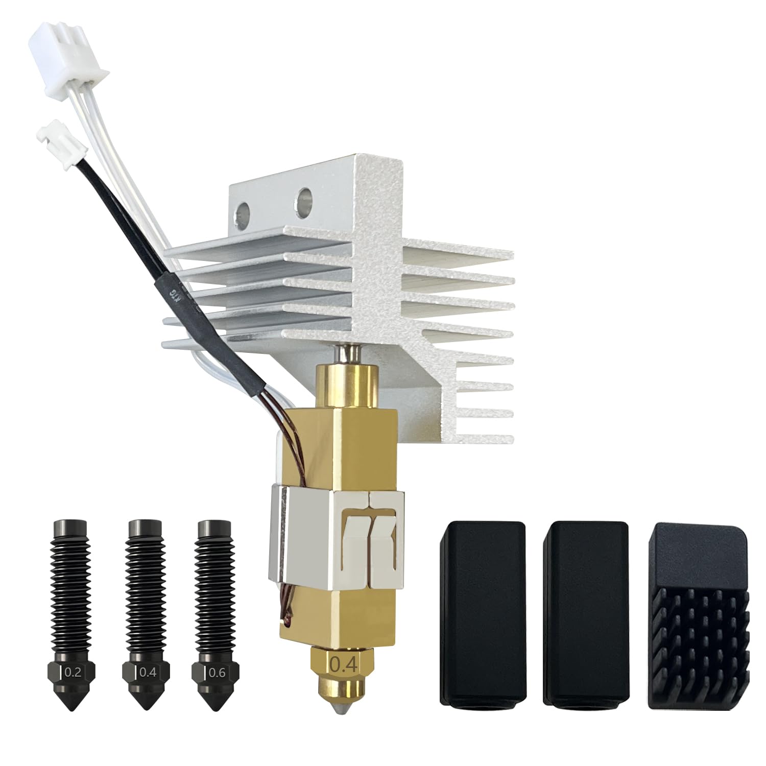 For Centauri Carbon Hotend Ceramic Extruder 0.4mm Hardened Steel Brass Nozzle- 3D Printer Centauri Hot End/Printhead Heatsink With Extra 0.2MM 0.4MM