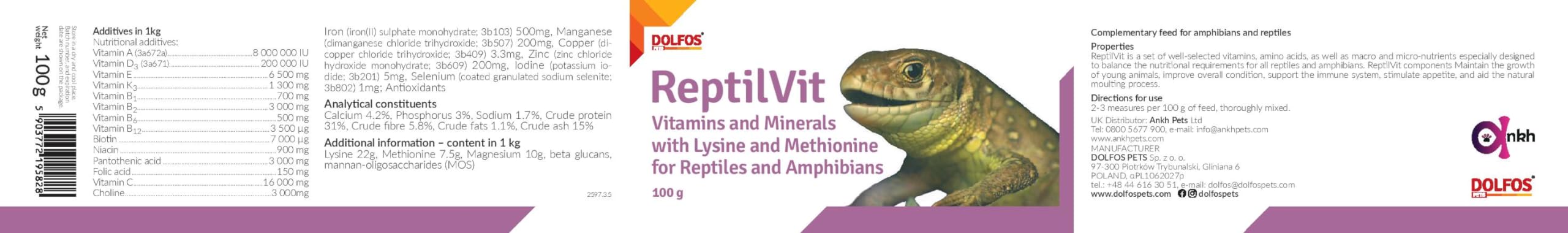 ReptilVit 100g Vitamins Minerals Amino acids for Reptiles and Amphibians - Image 2