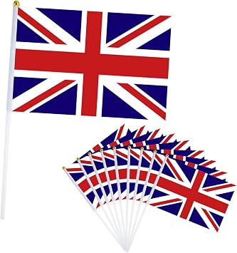 10Pcs Union Jack Flags for Fifa World Cup Football 2026 Decor, 14X21cm Mini Uk Flag, Small British Flags on Sticks, Hand Held United Kingdom Flag for Eurovision Euro Football Street Party D cor