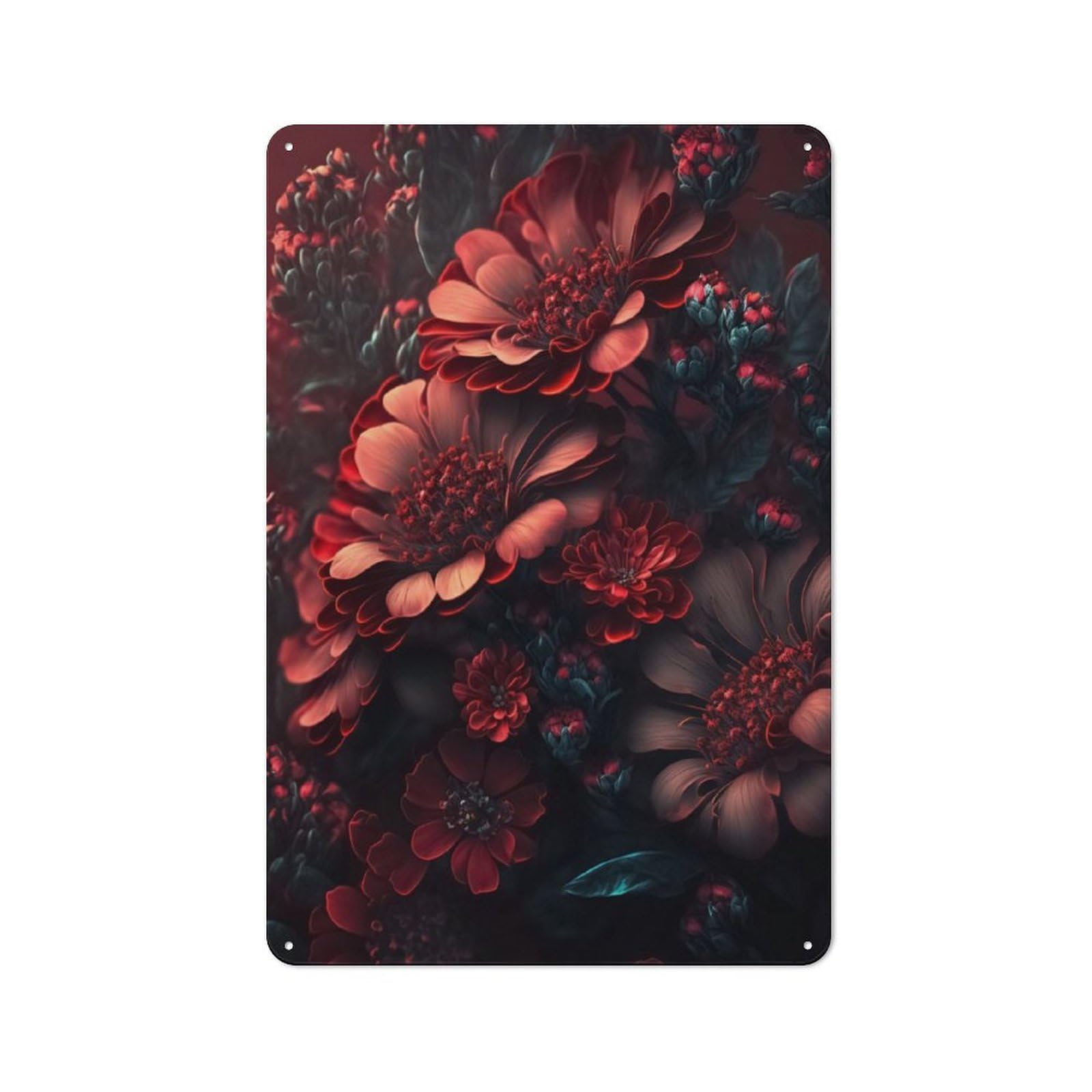 Junmoney Flower 5 Retro-Style Metal Plaque 30X20cm For Garage Or Workshop, For Garage, Workshop And Man Cave Decoration