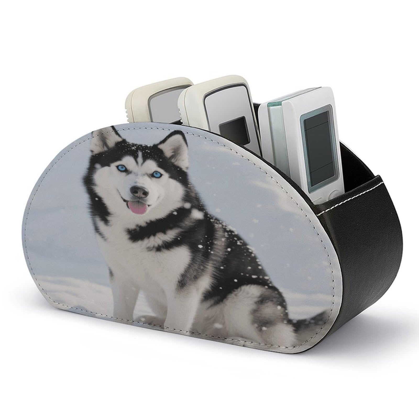 VstaDank - Dog Remote Control Holder PU Leather Multifunctional Office Organizer Brush Holder Desktop Storage with 5 Compartments Box