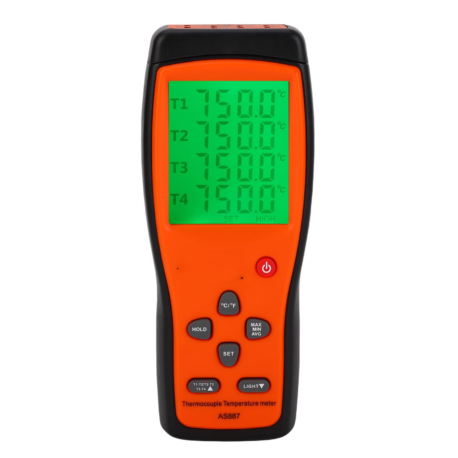 Eujgoov 4 Kanäle Digitales Thermometer K -Typ Thermoelementtemperaturtester mit 4 Sonden -200 Bis 1372 ℃ für die Doppelprobenmessung