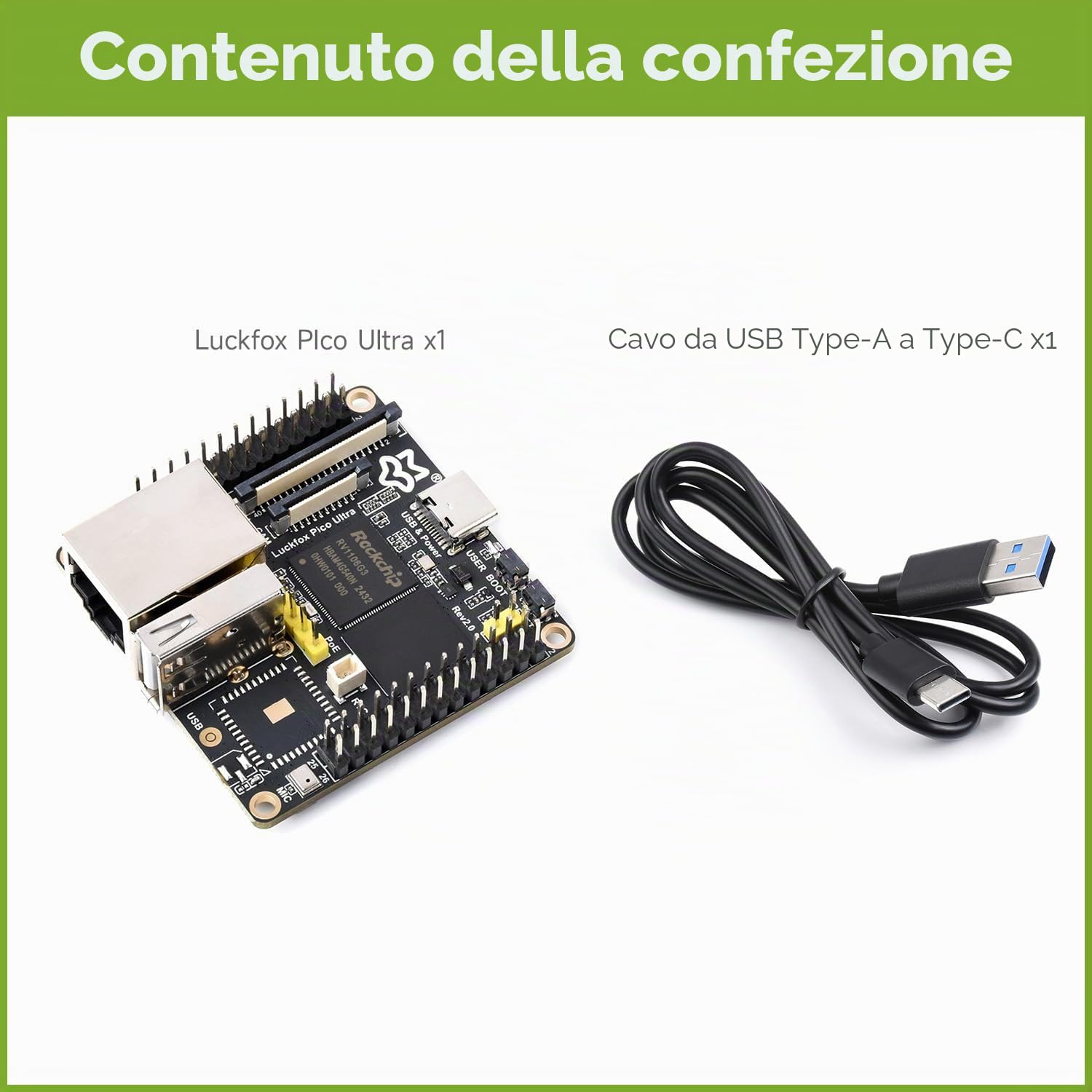 Waveshare Luck-fox Pico Ultra RV1106 Linux Micro Development Board, Integrates Arm Cortex-A7/RISC-V MCU/NPU/ISP Processors, with 8GB EMMC, Without PoE Module Or WiFi