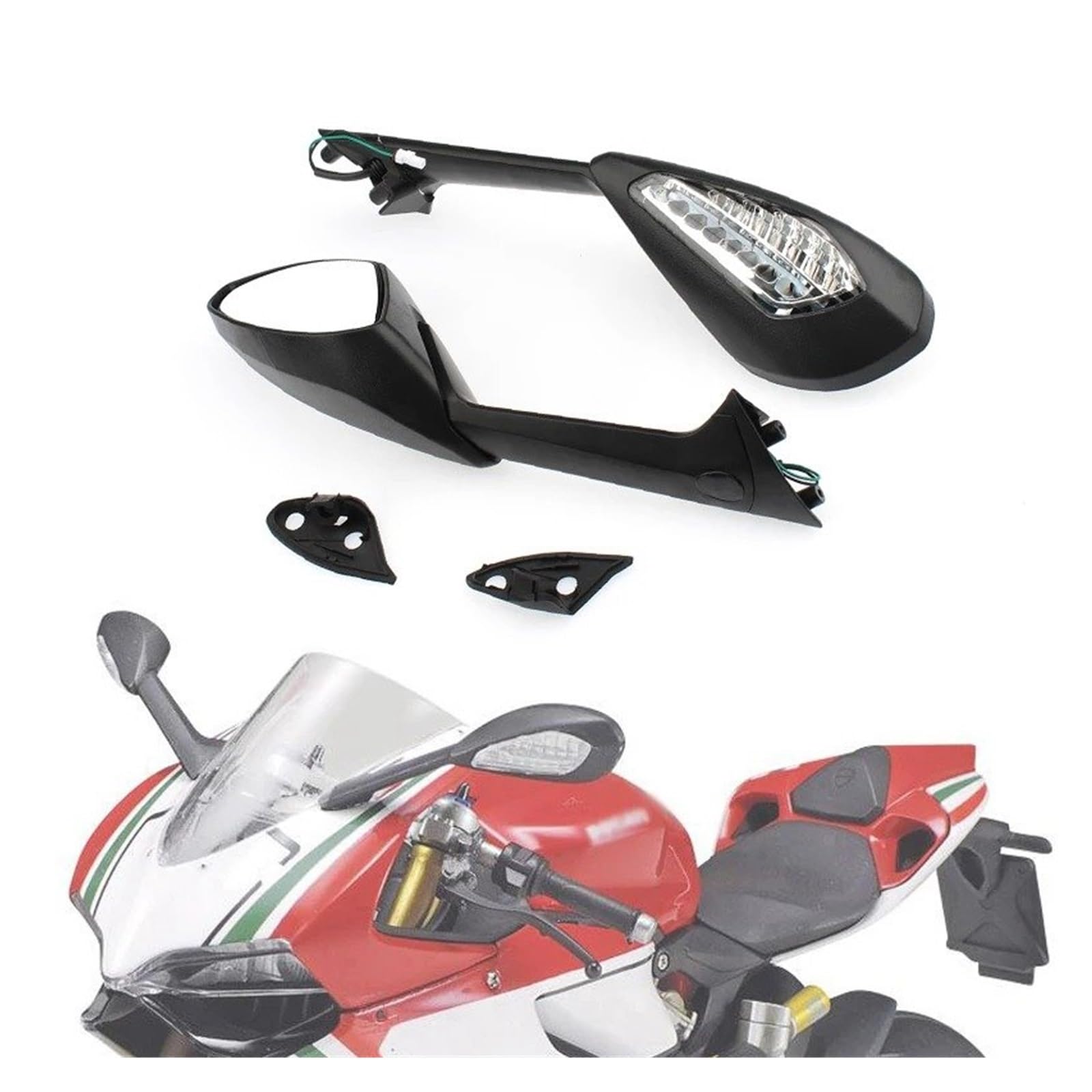 Para DUCATI 1199 1199S 1199R 899 Para Panigale Espejos Retrovisores Negros Con Señal De Giro Para Motocicleta Espejo Retrovisor Moto