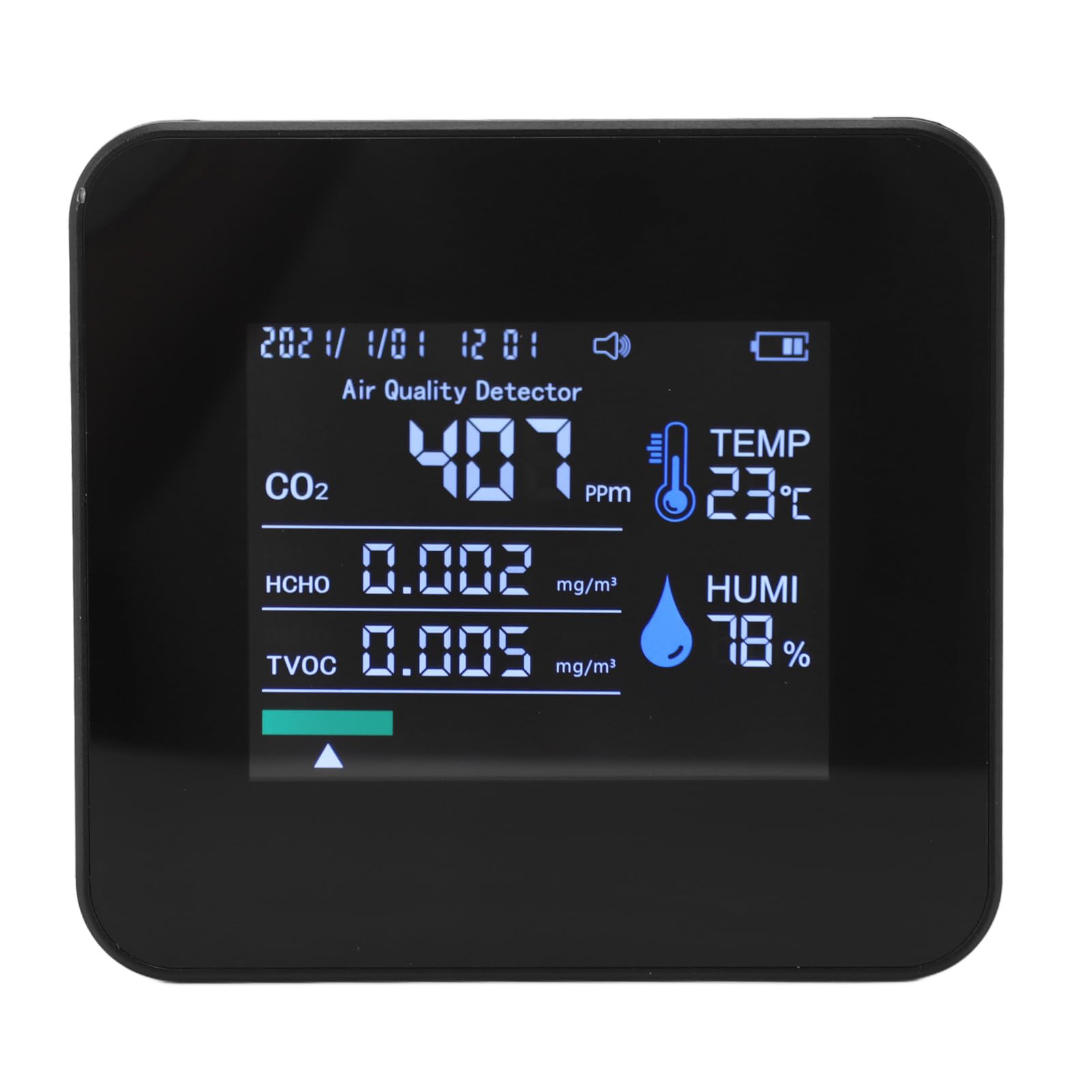 9 en 1 Monitor de calidad del aire interior PM2.5 PM10 PM1.0 CO2 HCHO TVOC Temperatura Humedad Pantalla de tiempo probador de calidad del aire