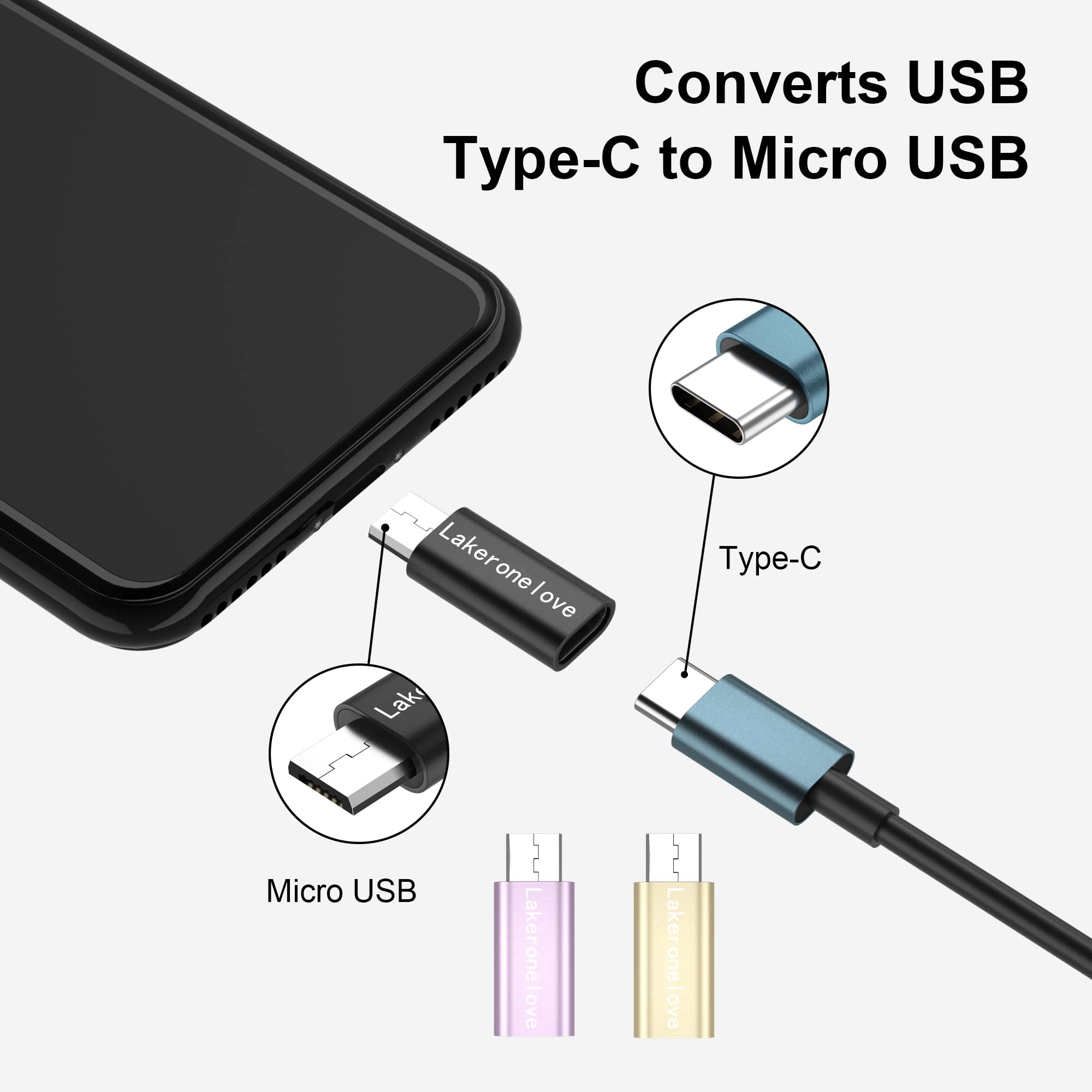 Set Di 4 Adattatori USB C / USB A / Micro-USB Per Ricarica E Dati – Sostegno OTG, Ricarica Fino A 3A, Compatto Per Viaggio E Ufficio