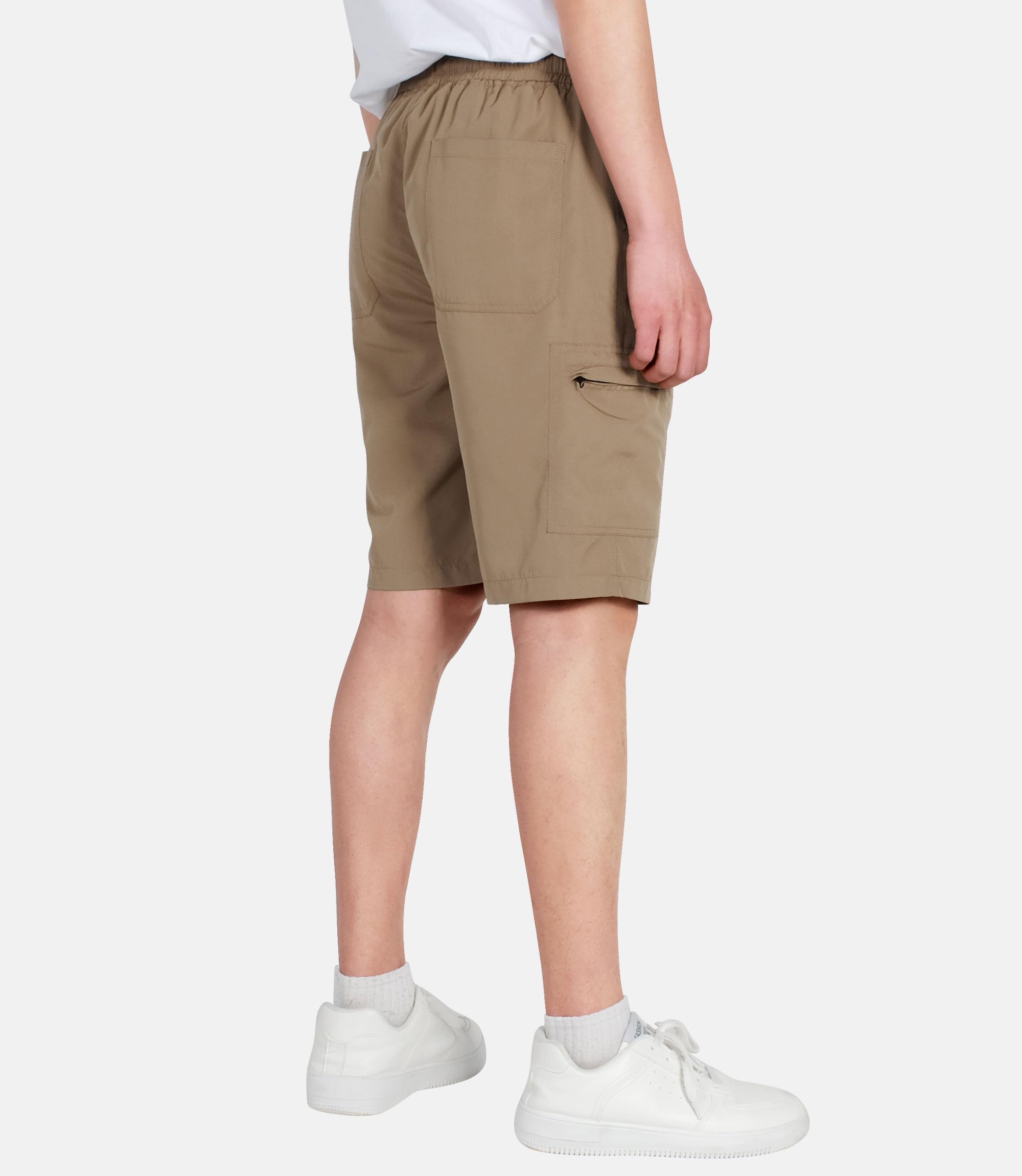 Pantaloncini Cargo da Ragazzo con Coulisse Elastico in Vita Estivi Asciugatura Rapida Shorts Tasca con Cerniera