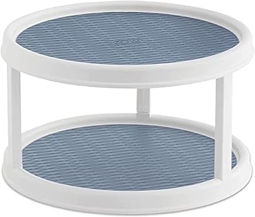 Copco Basics - Mesa giratoria antideslizante de 2 niveles, 12 pulgadas, diseño de denim desteñido