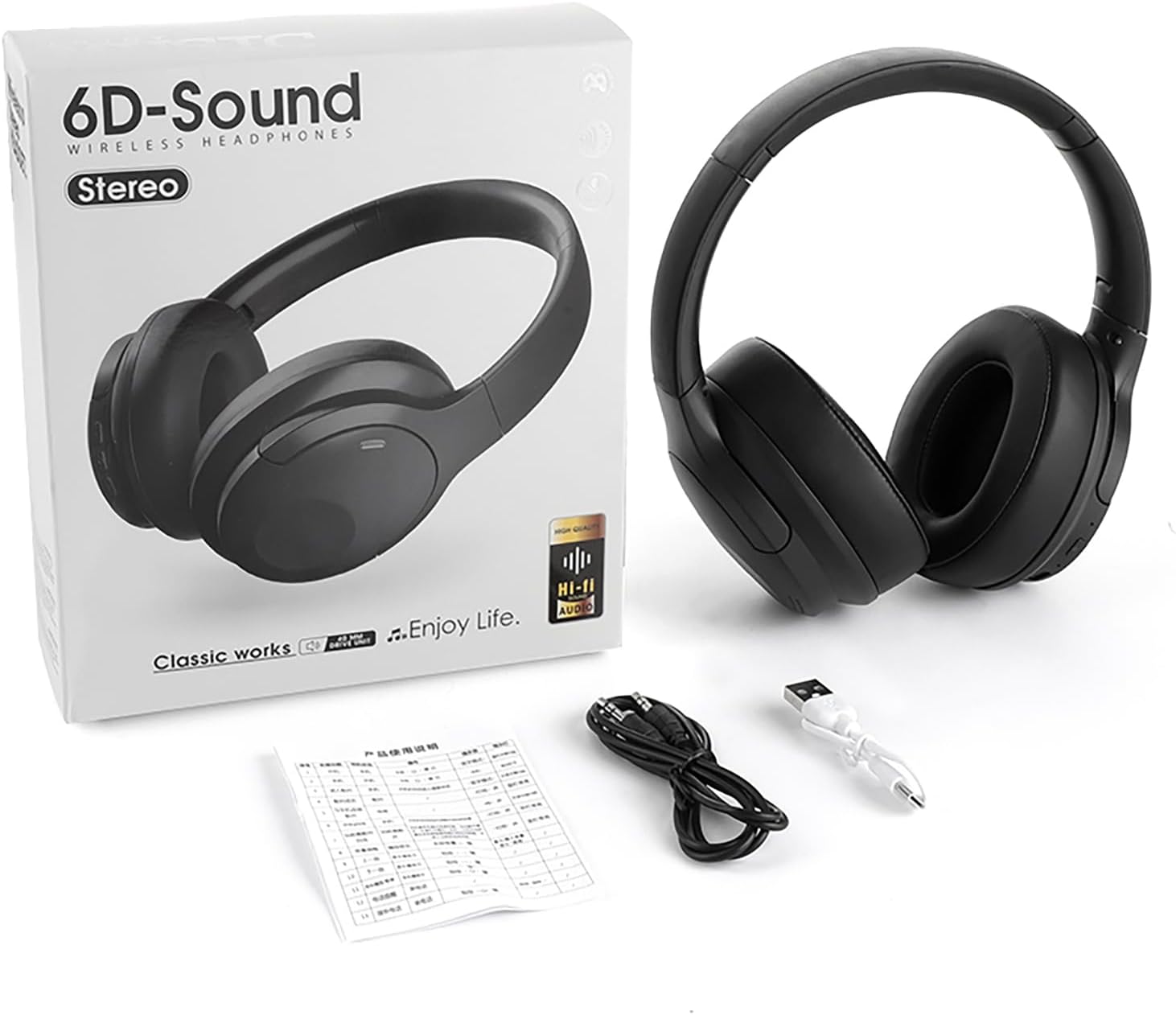 Dnil Wireless Bluetooth Headphones with a Foldable, Over-Ear Design and Built-in Hidden Microphone, Suitable for Studying, Listening to Music, and Gaming.