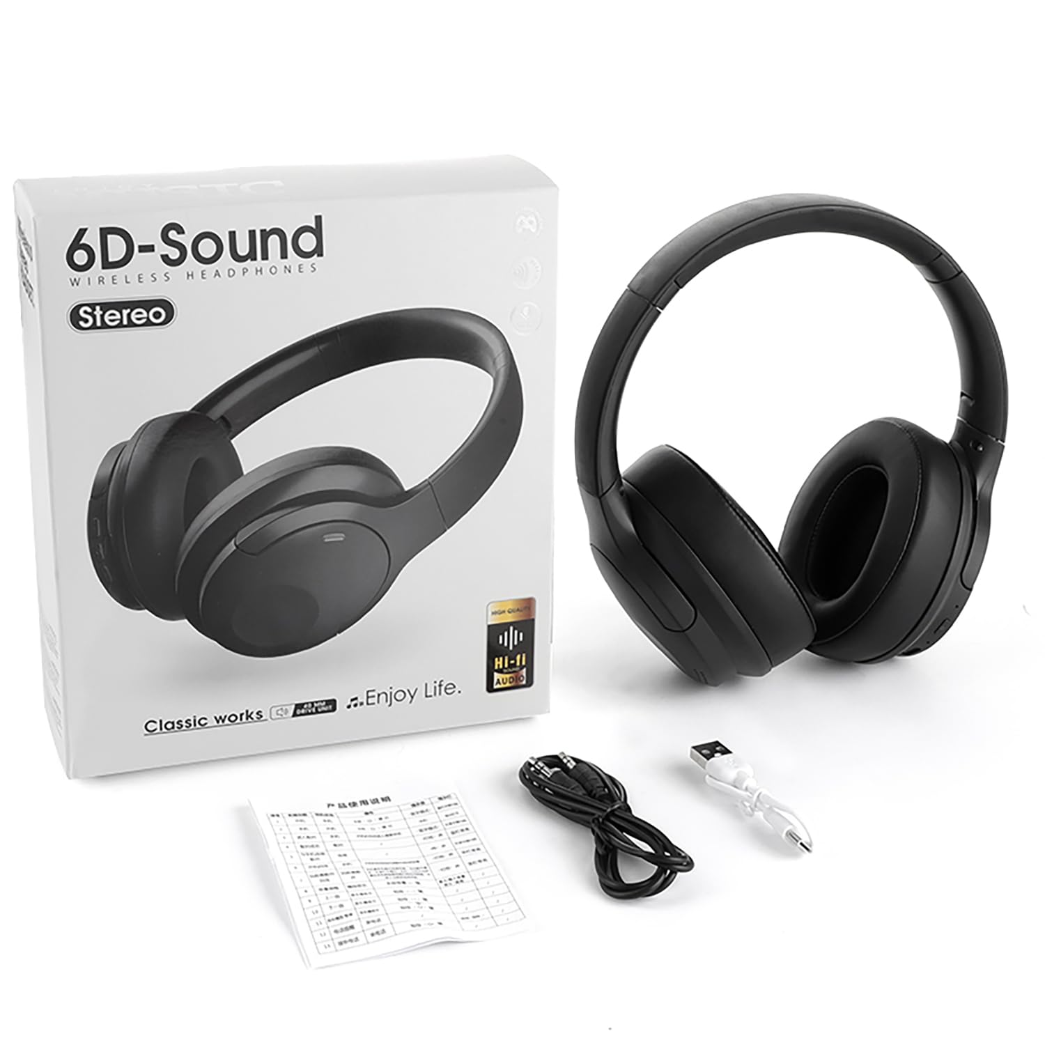 Dnil Cuffie Bluetooth wireless con design pieghevole e microfono nascosto integrato, adatte per studiare, ascoltare musica e giocare.
