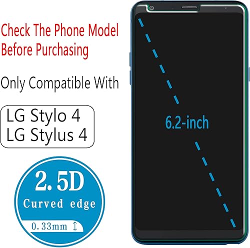 Miniatura 3 de HPTech Paquete de 2 protectores de pantalla de vidrio templado para LG Stylo 4, LG Stylus 4, fácil de instalar, sin burbujas, dureza 9H