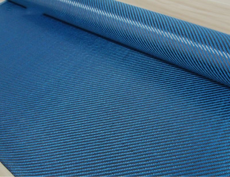 1m Blue Twill Carbon Fiber Hybrid Fabric - 3K Carbon Fiber Cloth, 0.2mm Thick, Lightweight, Durable for Sports Products