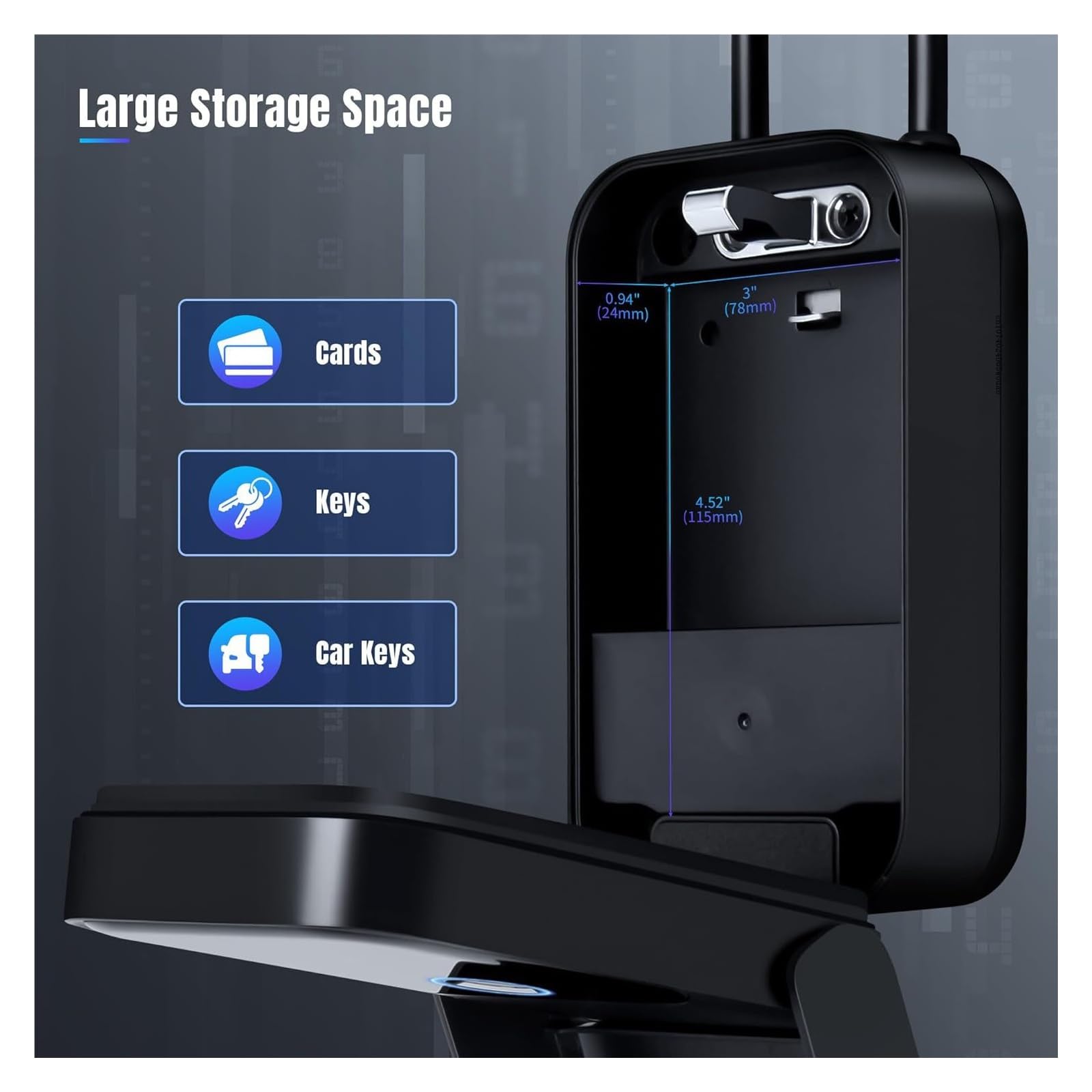 Cassaforte, Smart Key Lock Box Controllo delle impronte digitali Codice di accesso Scheda sblocco Bluetooth
