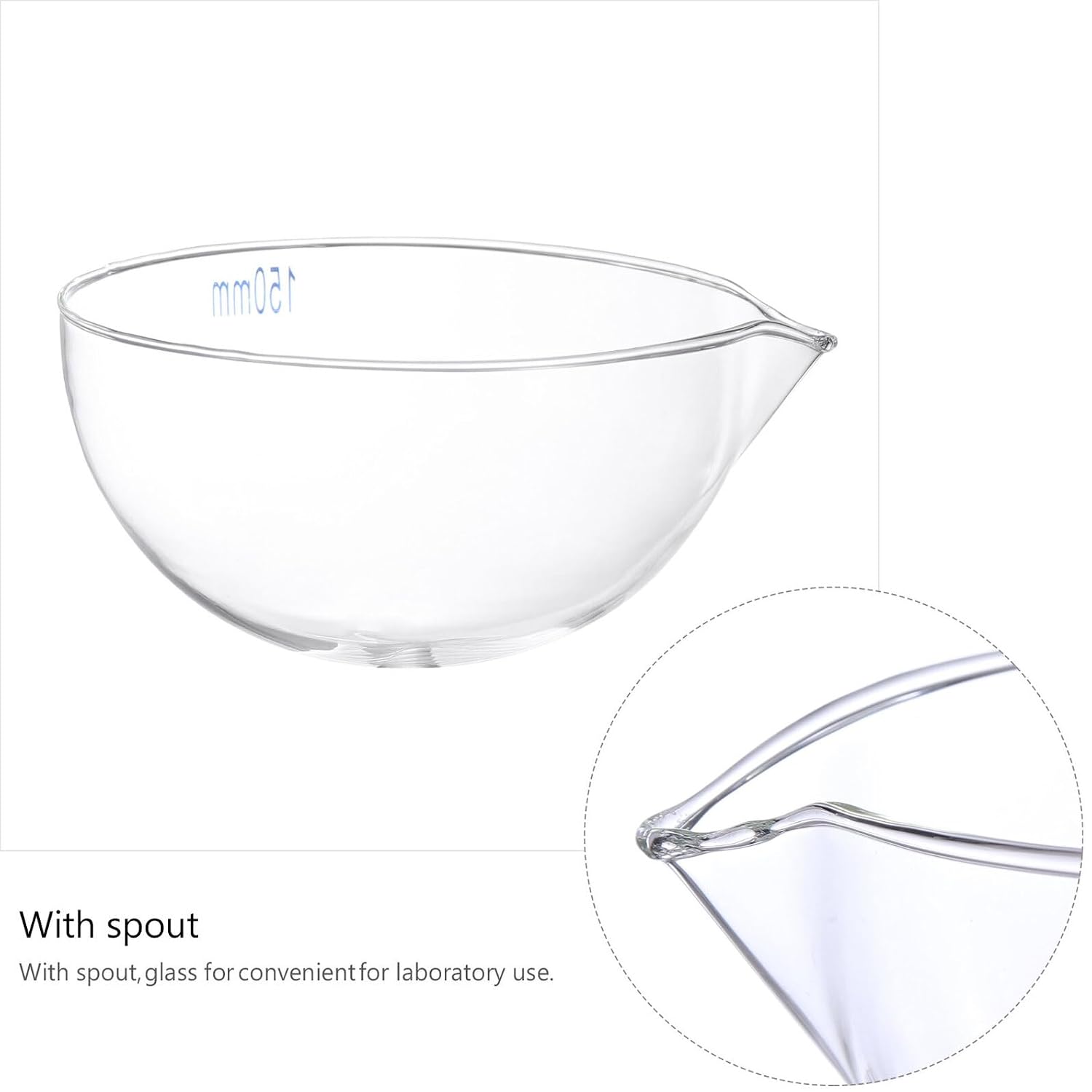 Cabilock Glass Evaporating Dish with Spout for Laboratory Use Round Bottom Heat-Resistant Premium Glass Container with Large Surface Area for Heating Evaporation and Storage