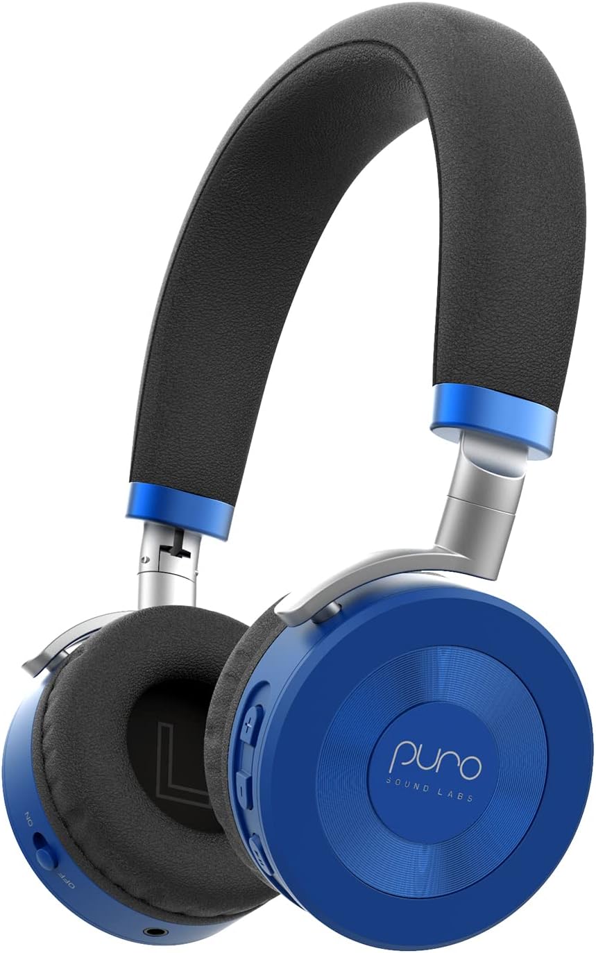 Puro Sound Labs JuniorJams Volume Limiting Headphones for Kids 3+ Protect Hearing – Foldable & Adjustable Bluetooth Wireless Headphones for Tablets, Smartphones, PCs – 22-Hour Battery Life, Blue