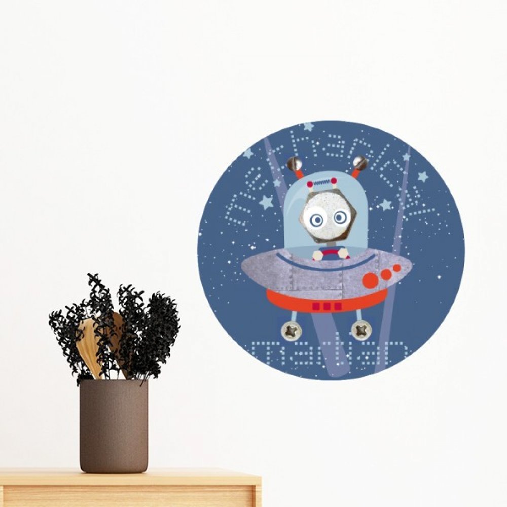 Sticker univers et alien espace voyage amovible grand format 80cm pour mur