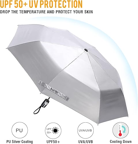 Miniatura 2 de G4Free Paraguas de viaje grande con protección UV UPF 50+ de 46 pulgadas, cierre de apertura automático, resistente al viento, bloqueo solar