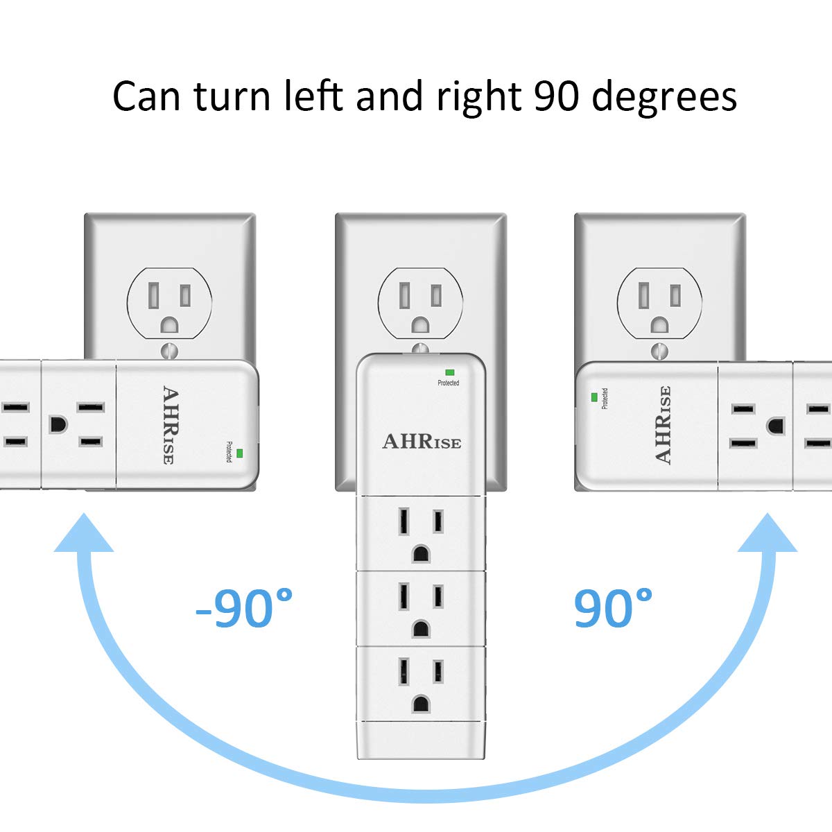 Surge Protector, Small Power Strip, Outlet Splitter, AHRISE Multi Plug Outlet with 9-Outlet Extender Adapter and 2 USB Charging Ports, 1080 Joules, for Home/School/Office/Travel, White