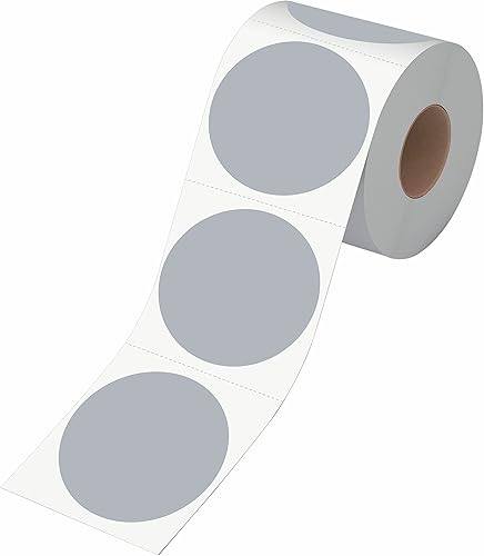 500 etiquetas adhesivas redondas de código de color plateado para inventario con línea de perforación en rollo (3 pulgadas de diámetro)
